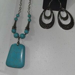 NWT Paparazzi Silver & Turquoise Bundle of 3 Necklaces & Earrings